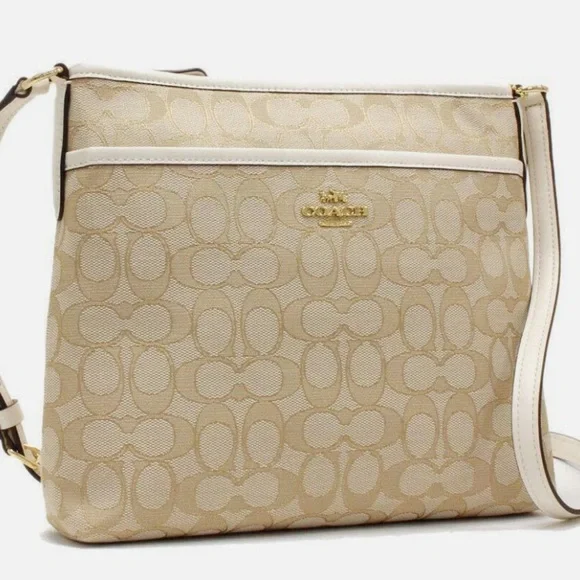 CoachCross Body Bag)F29210 Light Khaki X Chalk Signature Shoulder.NWOT - Picture 1 of 12